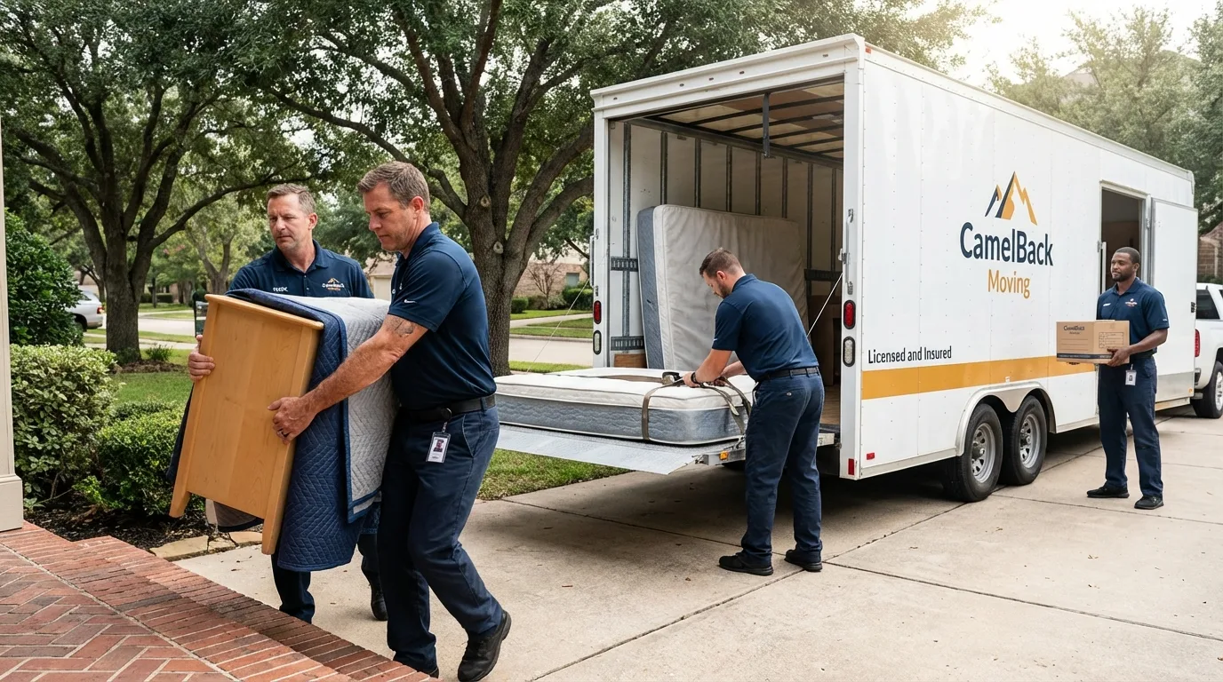 Crew loading residential truck for cross-state move from Barnwell, SC