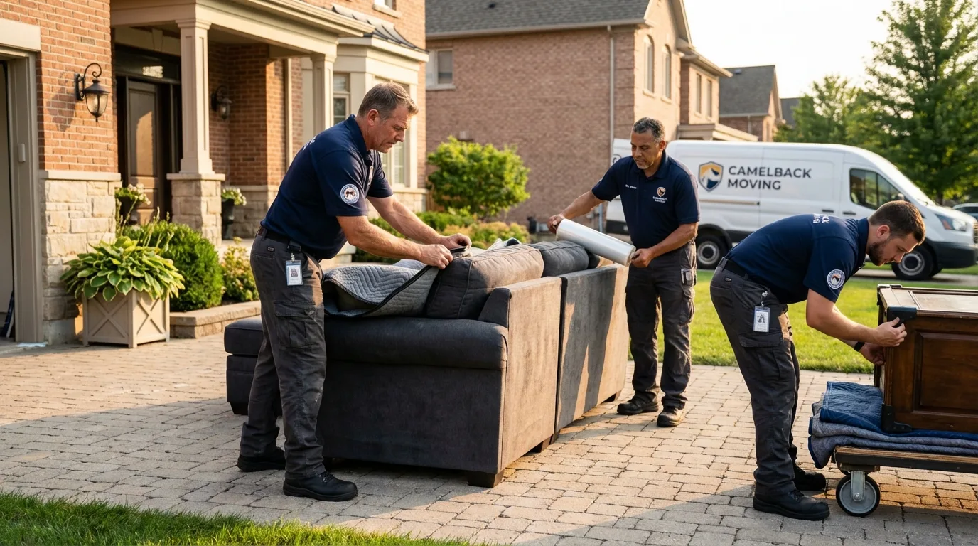 Large estate moving crew wrapping furniture in Barnwell, SC